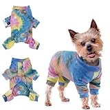 Onesie para Perros, Ropa para Perros Pijamas de Perro Suave Algodón Puppy Body con Piernas Mangas para Perros Pequeños Medianos(Arcoíris, XS)