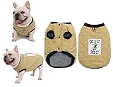 Tineer Pet Soft Fleece Coat Ropa de Bulldog francés Chaqueta de Gamuza de algodón a Cuadros de Gamuza – Traje de Traje cálido de otoño e Invierno – para Perros pequeños y medianos (S, Khaki)